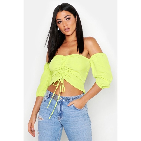 Boohoo Ruched Crop Top - Picture 1 of 9